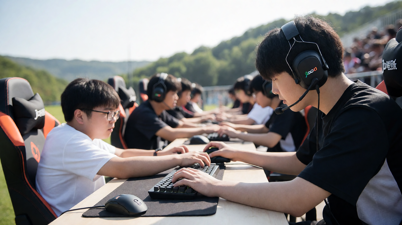电竞赛场选手激烈对抗精彩瞬间